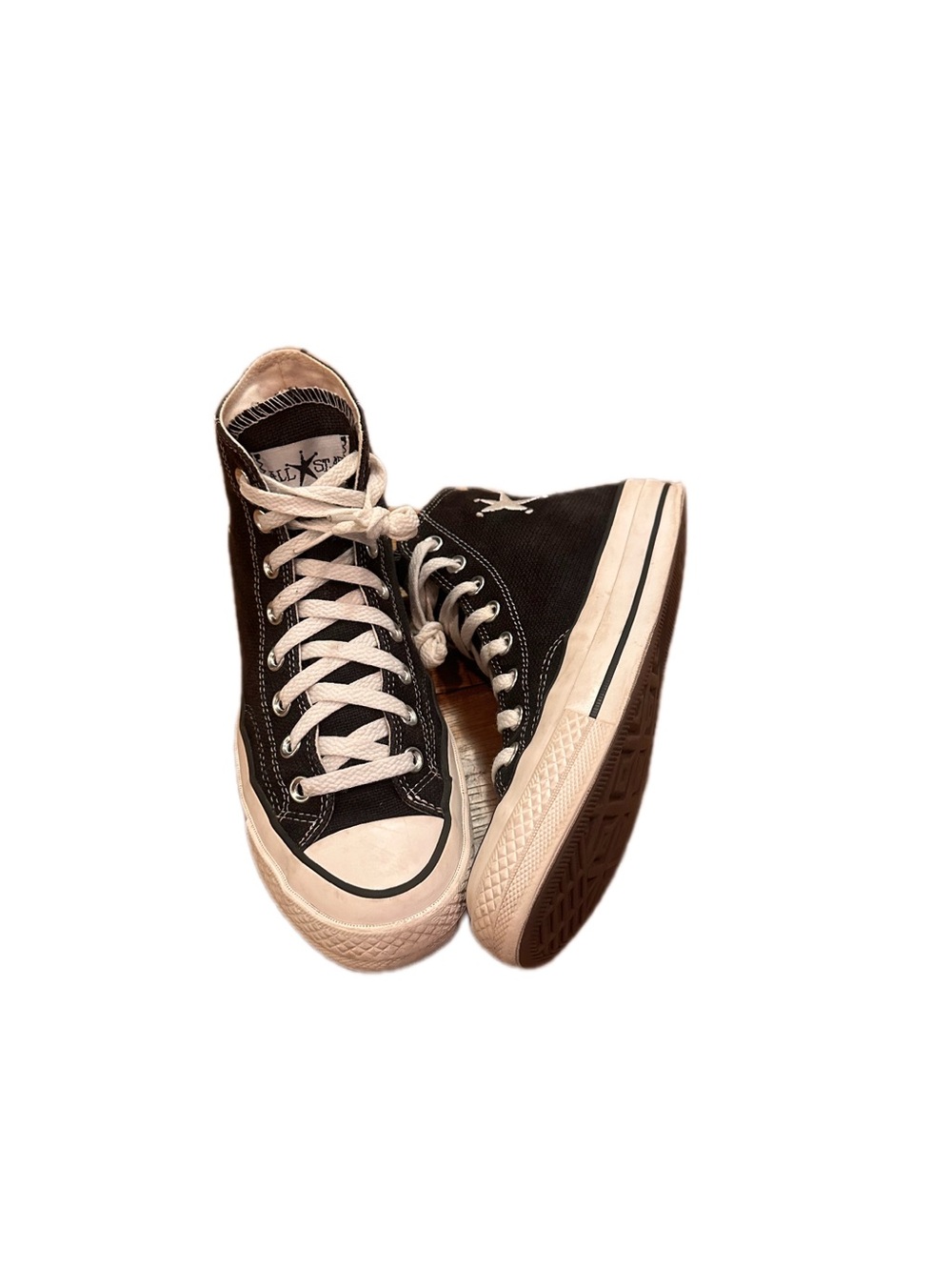 Stussy Black High-Top Sneakers with White Tongue Logo